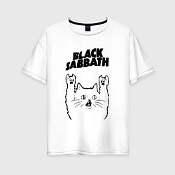 Футболка оверсайз женская Black Sabbath - rock cat, цвет: белый