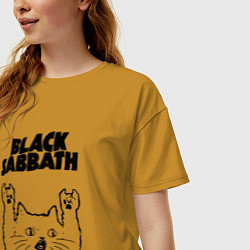 Футболка оверсайз женская Black Sabbath - rock cat, цвет: горчичный — фото 2