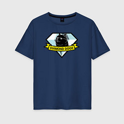 Женская футболка оверсайз Пёс Доге на логотипе