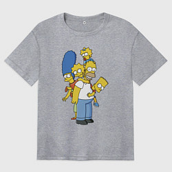 Женская футболка оверсайз Прикольная семейка Симпсонов