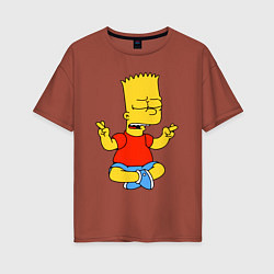 Женская футболка оверсайз Барт Симпсон - сидит со скрещенными пальцами