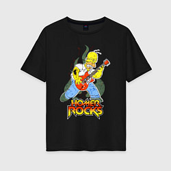 Женская футболка оверсайз Гомер - рок гитарист