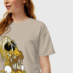 Футболка оверсайз женская Разложившийся Гомер Симпсон - ужас, цвет: миндальный — фото 2