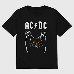Женская футболка оверсайз AC DC rock cat
