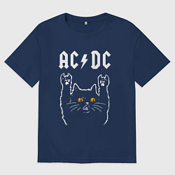Женская футболка оверсайз AC DC rock cat