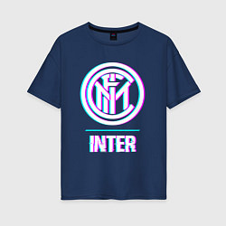 Женская футболка оверсайз Inter FC в стиле glitch