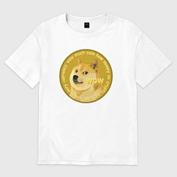 Женская футболка оверсайз Иронизирующая монета с Доге