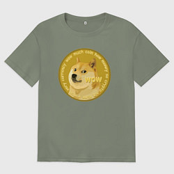 Женская футболка оверсайз Иронизирующая монета с Доге