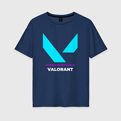 Женская футболка оверсайз Символ Valorant в неоновых цветах