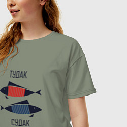 Футболка оверсайз женская Тудак судак, цвет: авокадо — фото 2