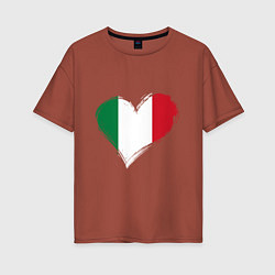 Футболка оверсайз женская Сердце - Италия, цвет: кирпичный