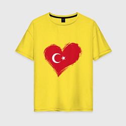 Футболка оверсайз женская Сердце - Турция, цвет: желтый