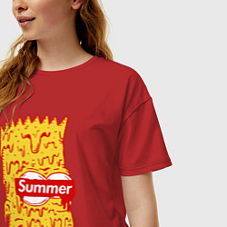 Футболка оверсайз женская Bart Simpson - Summer, цвет: красный — фото 2