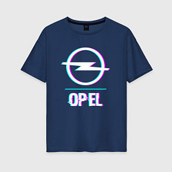 Женская футболка оверсайз Значок Opel в стиле glitch