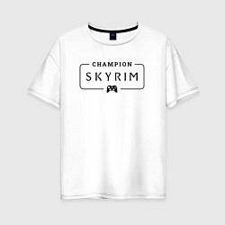 Женская футболка оверсайз Skyrim gaming champion: рамка с лого и джойстиком