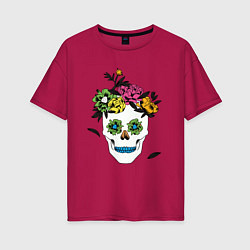 Футболка оверсайз женская Sugar skull, цвет: маджента