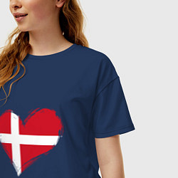 Футболка оверсайз женская Сердце - Дания, цвет: тёмно-синий — фото 2