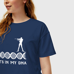 Футболка оверсайз женская Биатлон в моем ДНК, цвет: тёмно-синий — фото 2
