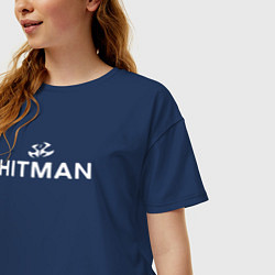 Футболка оверсайз женская Hitman - лого, цвет: тёмно-синий — фото 2
