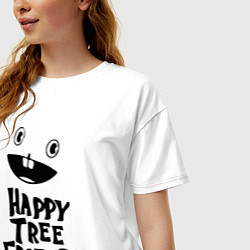 Футболка оверсайз женская Happy Three Friends - LOGO, цвет: белый — фото 2