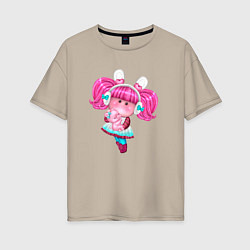 Женская футболка оверсайз Маленькая девочка с розовыми волосами