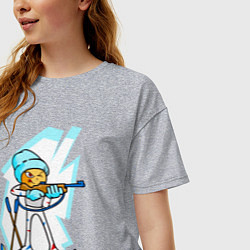 Футболка оверсайз женская Мультяшный биатлонист, цвет: меланж — фото 2