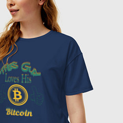 Футболка оверсайз женская Loves His Bitcoin, цвет: тёмно-синий — фото 2