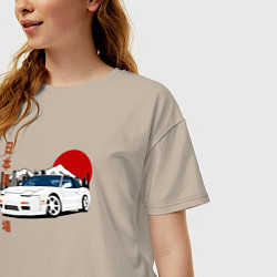 Футболка оверсайз женская Nissan 180SX JDM, цвет: миндальный — фото 2