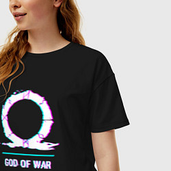 Футболка оверсайз женская God of War в стиле glitch и баги графики, цвет: черный — фото 2