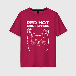 Женская футболка оверсайз Red Hot Chili Peppers rock cat