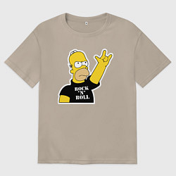 Футболка оверсайз женская Гомер Симпсон - Rock n Roll, цвет: миндальный