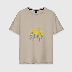 Женская футболка оверсайз Желтые полевые цветы