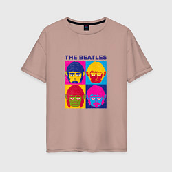 Футболка оверсайз женская The Beatles Monkeys, цвет: пыльно-розовый