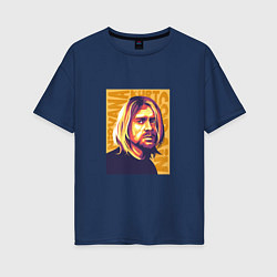 Футболка оверсайз женская Nirvana - Cobain, цвет: тёмно-синий
