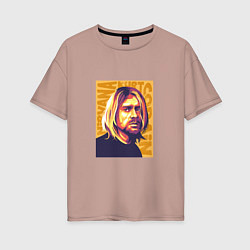 Футболка оверсайз женская Nirvana - Cobain, цвет: пыльно-розовый