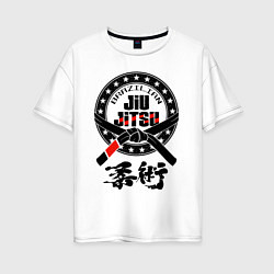 Футболка оверсайз женская Brazilian fight club Jiu jitsu, цвет: белый