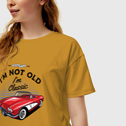 Футболка оверсайз женская Старая красная машина, цвет: горчичный — фото 2