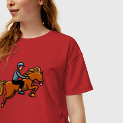 Футболка оверсайз женская Наездник на лошади, цвет: красный — фото 2