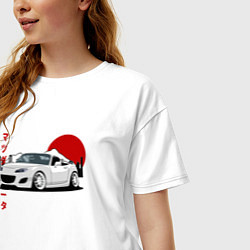 Футболка оверсайз женская Mazda MX-5 NC Miata NC JDM Design, цвет: белый — фото 2