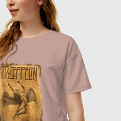 Футболка оверсайз женская Led zeppelin swan song logo, цвет: пыльно-розовый — фото 2