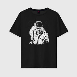 Женская футболка оверсайз Космонавт на коне