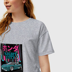Футболка оверсайз женская Honda NSX Night City, цвет: меланж — фото 2