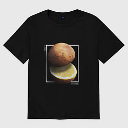 Футболка оверсайз женская Планета Марс лимон в разрезе, цвет: черный