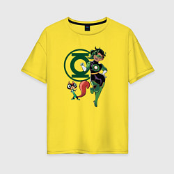 Футболка оверсайз женская Белка Зеленого фонаря DC Лига Суперпитомцы, цвет: желтый
