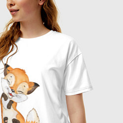 Футболка оверсайз женская Довольная радостная лисичка, цвет: белый — фото 2