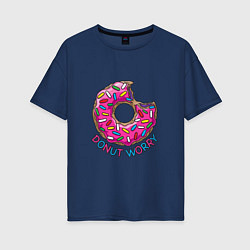 Футболка оверсайз женская Donut - Worry, цвет: тёмно-синий