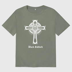 Женская футболка оверсайз Black sabbath крест