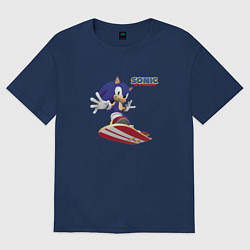 Футболка оверсайз женская Sonic - hedgehog - skateboarding, цвет: тёмно-синий