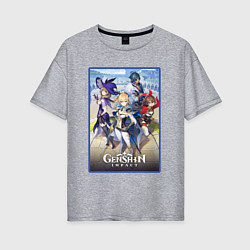 Женская футболка оверсайз Genshin impact : персонажи