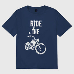 Футболка оверсайз женская Ride or Die винтаж, цвет: тёмно-синий